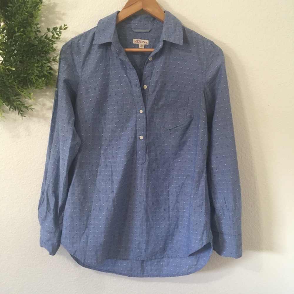 Merona Patterned Chambray Pullover Blouse